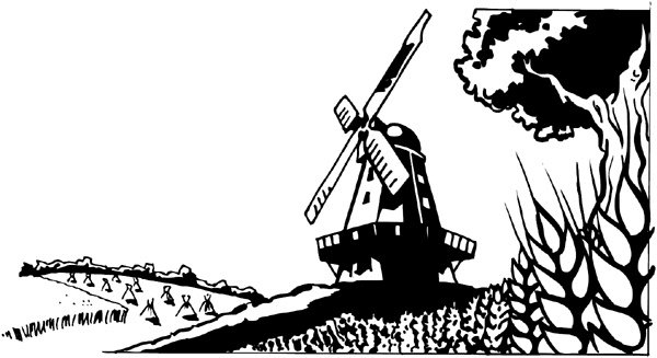Great windmill by hay field vinyl sticker. Customize on line.     Agriculture Crops Farming Farm Windmill 003-0107  